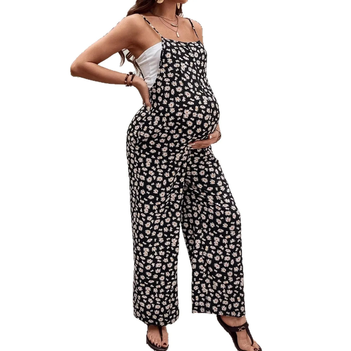 Pantalon Maternité Style Bohème – Imprimé Floral, Coupe Loose
