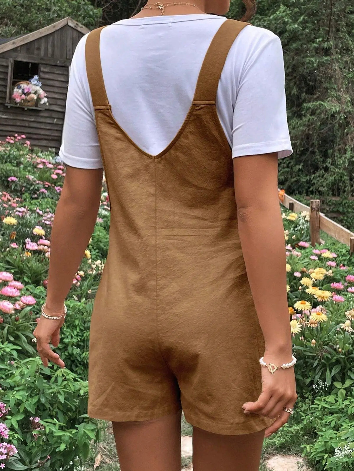 Combinaison-Short Maternité à Bretelles – Taille Ajustable, Coton Casual