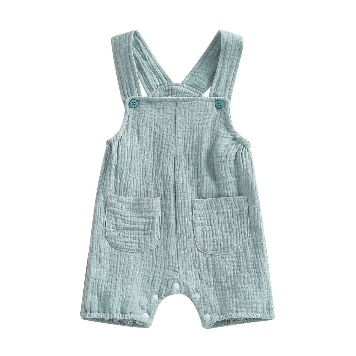 Combinaison Bébé Été à Bretelles – Barboteuse Sans Manches avec Poches