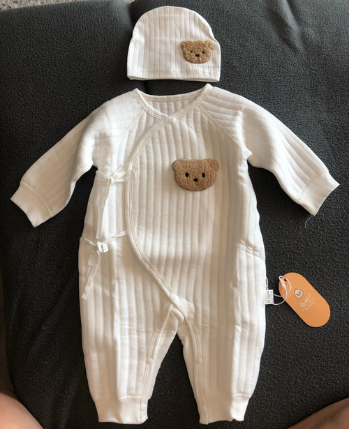 Combinaison Bébé Motif Ours et Bonnet