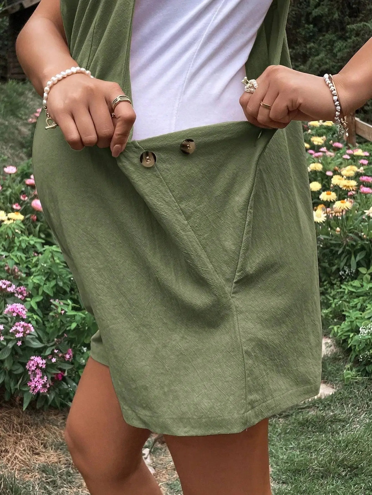 Combinaison-Short Maternité à Bretelles – Taille Ajustable, Coton Casual