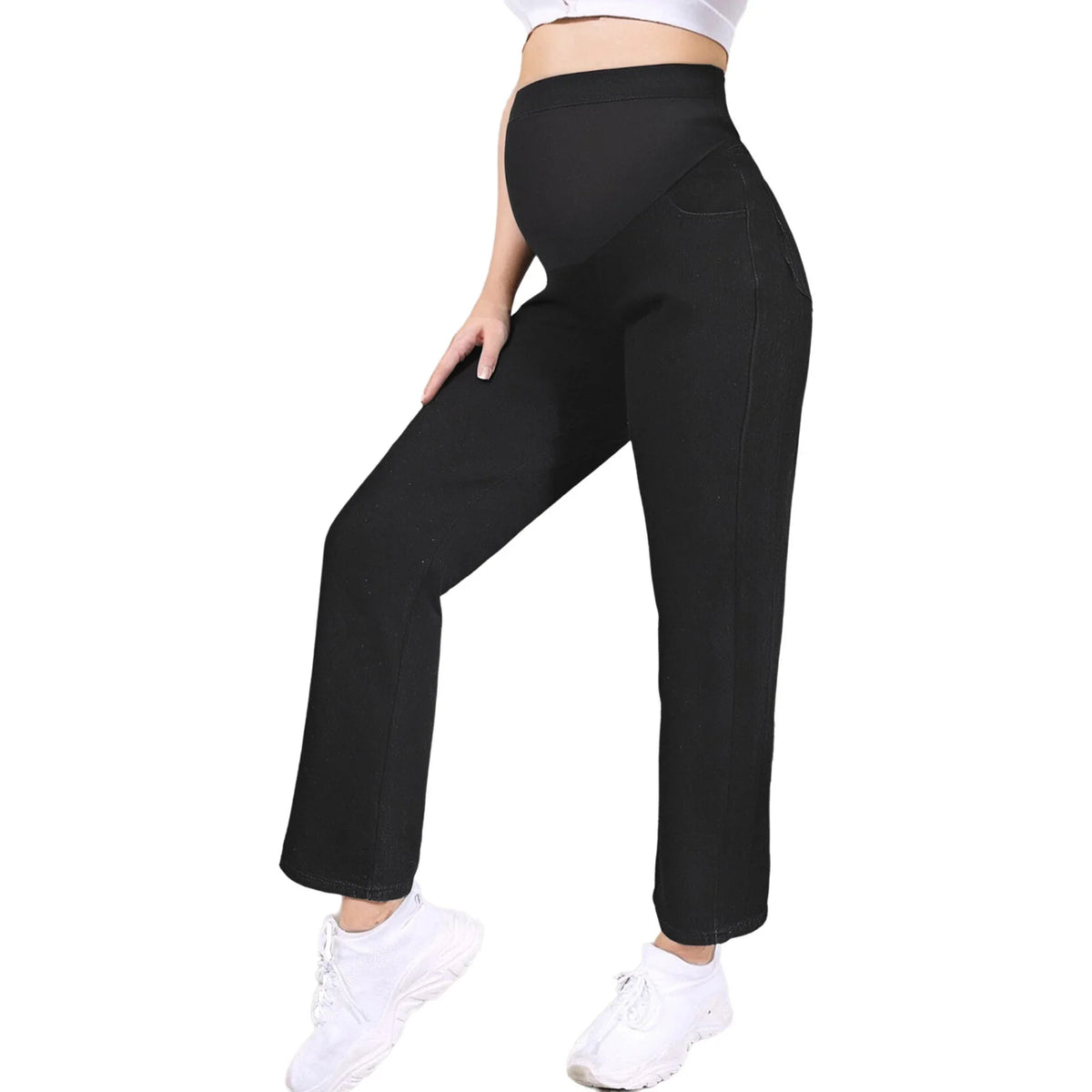 Jean Maternité Large – Taille Haute Ajustable & Maintien Ventre
