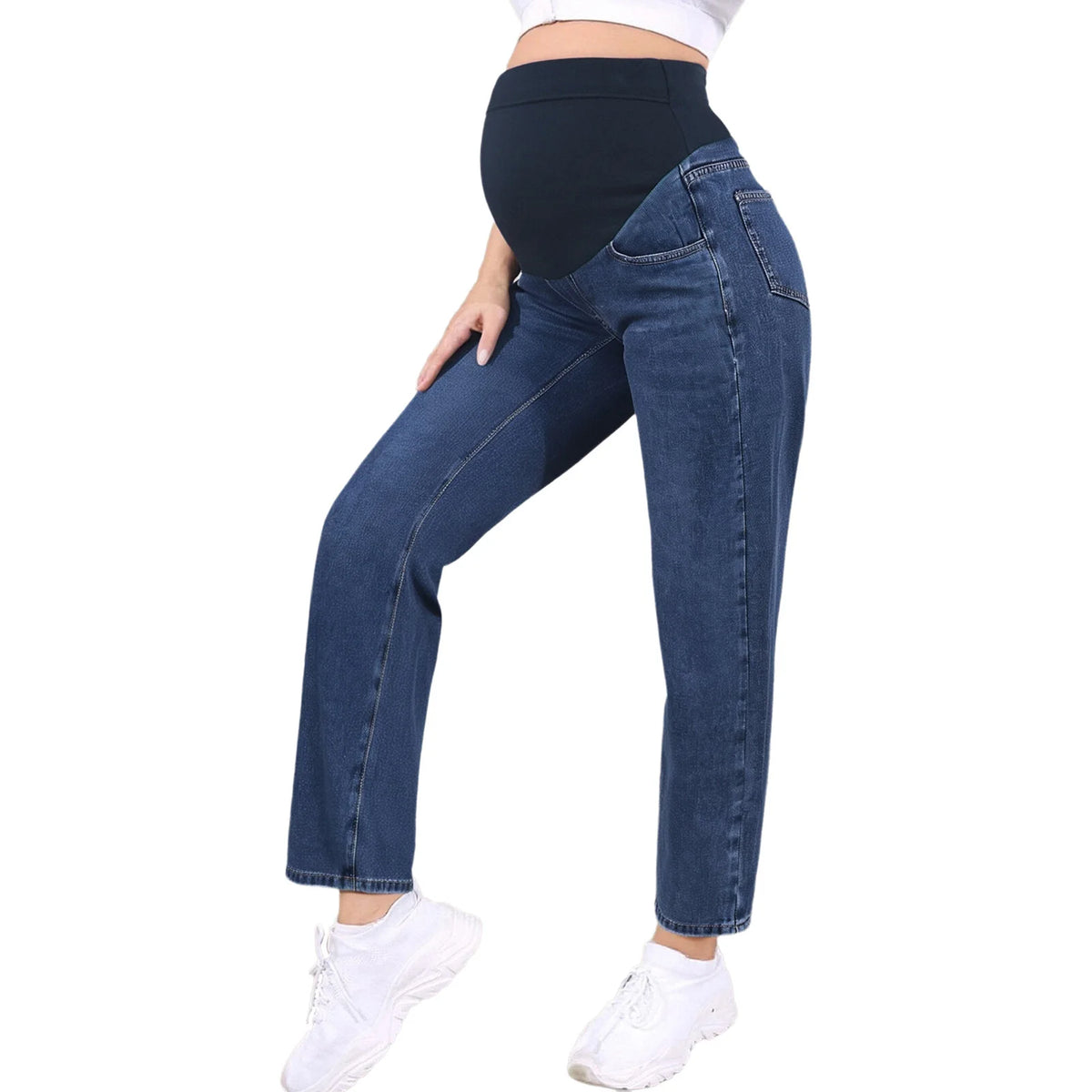 Jean Maternité Large – Taille Haute Ajustable & Maintien Ventre