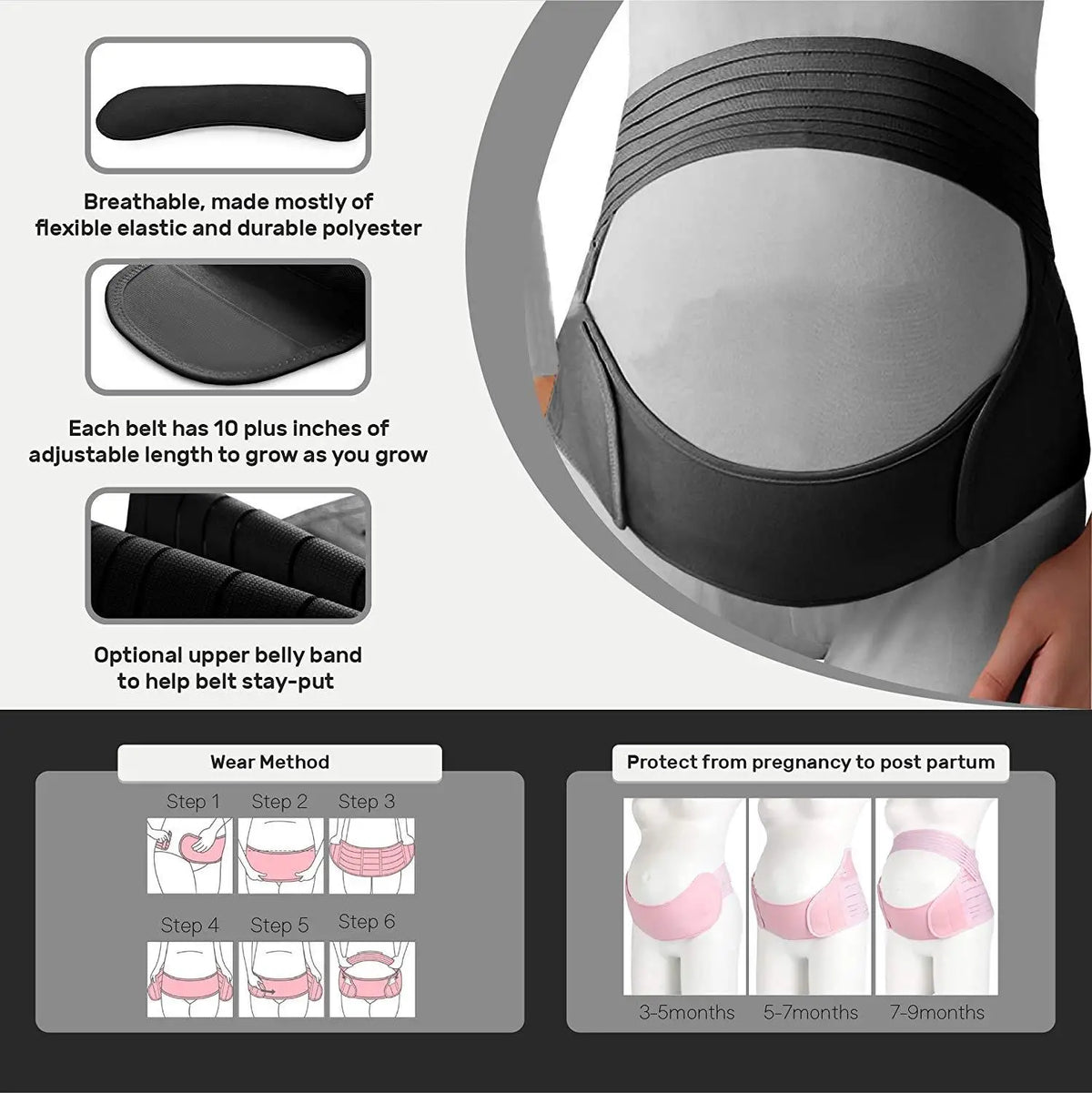Ceinture de Grossesse – Soutien Abdominal et Lombaire pour Femme Enceinte